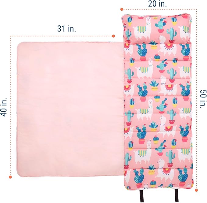 Wildkin Original Nap Mat with Reusable Pillow for Boys & Girls, Ideal for Sleepovers, Equipped with Hook & Loop Fastener, Made from Cotton Blend Materials - Nap Mat for Kids