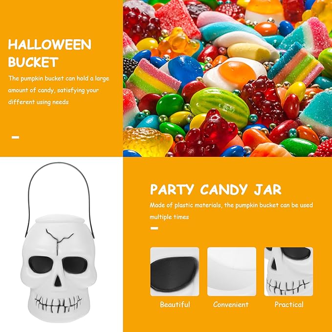 Pumpkin Trick or Treat Bag Halloween Pumpkin Bucket 17CM Large Plastic Portable Trick or Treat Pumpkin Candy Buckets for Halloween Party Decoration B Mini Halloween Buckets