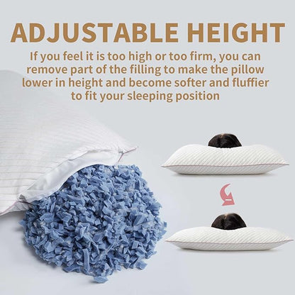 Pillows Standard Size Set of 2 Cooling Shredded Memory Foam Pillows for Bed
