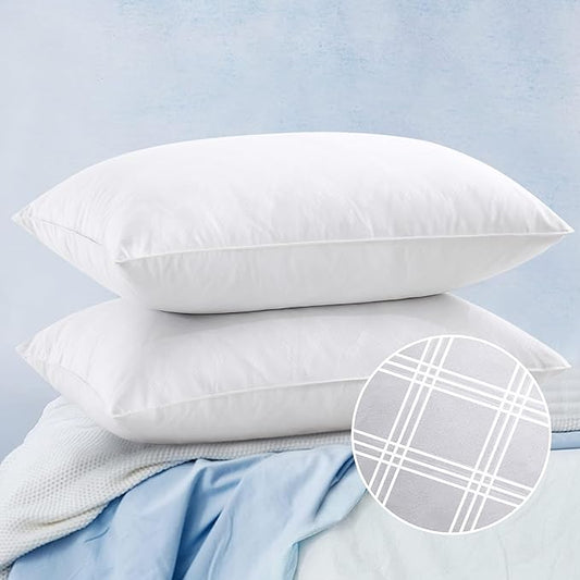 puredown® Soft Bed Pillows for Sleeping, Goose Feather Down Pillows Hotel Collection Queen Size of 2, Geometric Pattern Embossing Pillows for Back Stomach Side Sleepers (20 x 30, 2 Pack)