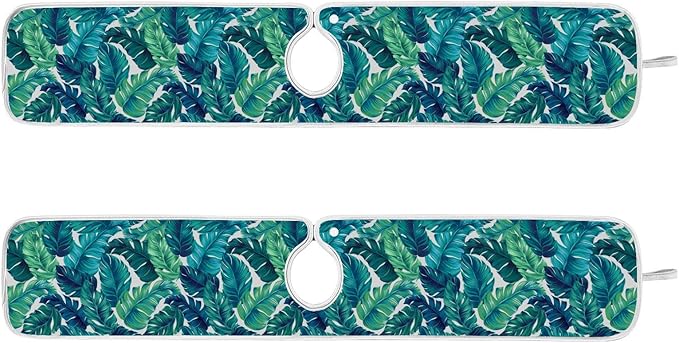 Kitchen Faucet Absorbent Mat,Turquoise Green Palm Leaves Water Splash Guard for Sink, Faucet Drip Catcher Thicken Sponge Microfiber Faucet Water Catcher Mat Sink Absorbent Mat for Kitchen 14x5in 2Pack