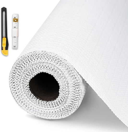 Shelf and Drawer Liner for Kitchen Cabinet,18 in x 10 FT Non-Adhesive Cabinet Liners for Shelves Non-Slip Waterproof Kitchen Drawer Liners Contact Paper Shelf Paper with Knife and Tape Measure