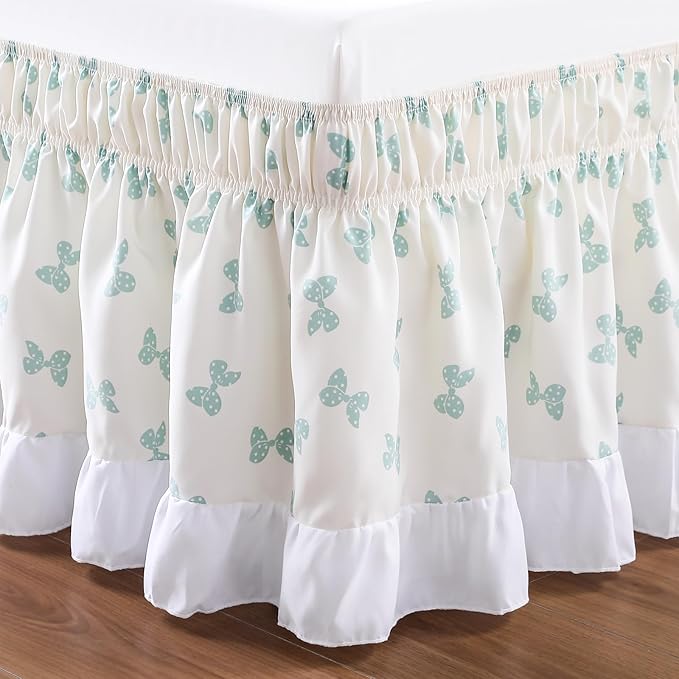 RIMELA White Elastic Bed Skirt King Szie 16 inch Drop, Cal King Bedskirt Easy to Put On, Solid Wrap Around Dust Ruffle, Fade Resistant Silky Fabric Machine Washable