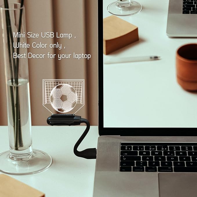 Illusion 16 Color Change Touch Remote Control LED Night Light USB Charge Football Shape Atmosphere Glow Portable Lamp with Stand Fan for Boy Bar Bedroom Desk Decoration