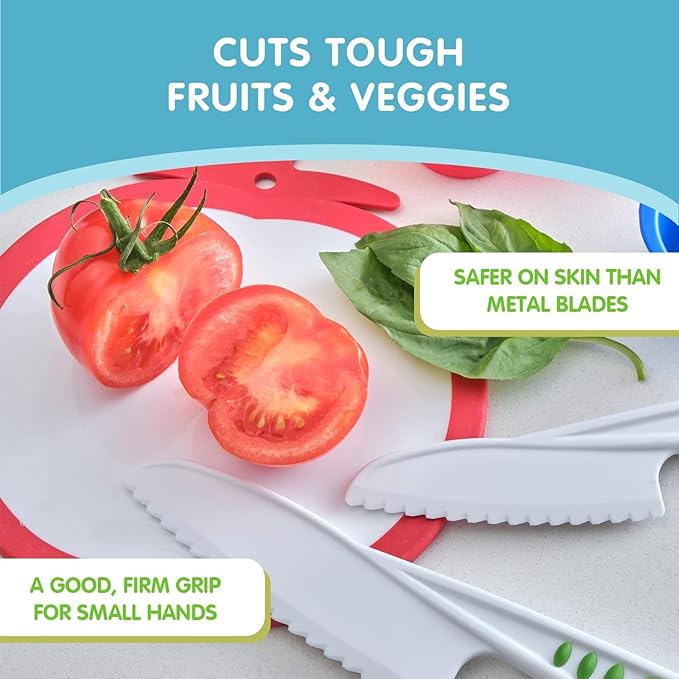 Curious Chef 3-Piece Nylon Knife Set for Kids, Dishwasher Safe Tools, Made with BPA-Free Plastic, Real Kitchen Kit