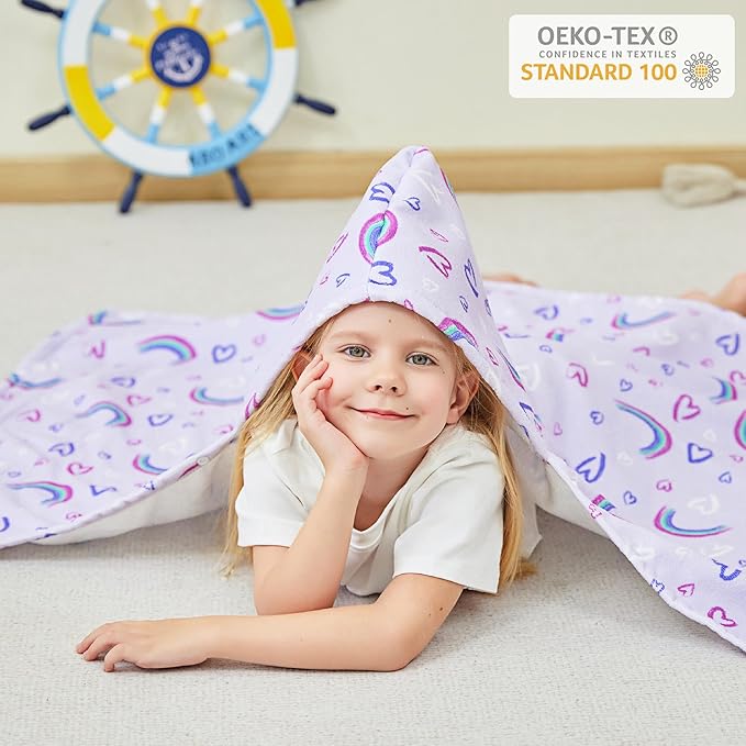 Kids Bath Hooded Towels, Kids Beach Towel for Boys Girls Super Soft and Absorbent, Beach | Pool | Bath | Swim Towels for Baby Kids Ages 0-8, 30X50 in, Rainbow
