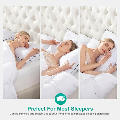 APSMILE Medium Firm Feather Down Pillows Queen Size Pack of 1, Luxury Goose Feather Pillow for Sleeping, 600TC/DM Organic Cotton Cover Hotel Collection Bed Pillows (White, 20"x30")