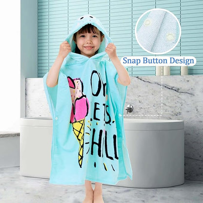 VOOVA & MOVAS Hooded Toddler Bath Towels (2-6Years) Cotton Pool Poncho for Kids, Perfect for Swimming | Surfing | Camping | Bathing | Birthday Gifts, Ice Cream Theme
