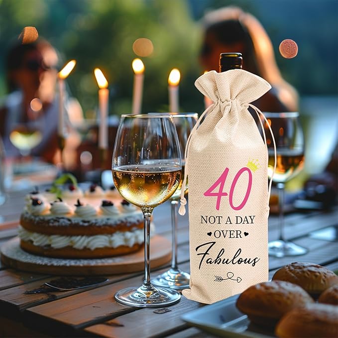 comfit 40th Birthday Gift for Women Men,40 Years Old Birthday Party Decorations,1984 Birthday Wine Bag