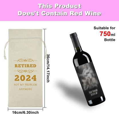 Retirement Gifts for Women Men 2024 Retirement Wine Bag for Coworker Colleague Leaving Farewell Gift for Employee Appreciation Gifts for Retired Teacher Coach Going Away Gifts for Leader Wine Gift Bag