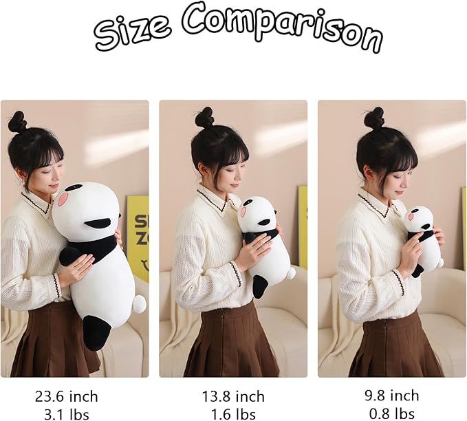 SQEQE Weighted Panda Plush, Weighted Panda Stuffed Animal for Anxiety, Cute Panda Plushies Soft Panda Bear Pillow Toy Gift for Kids Adults 23.6 Inch, 3.1 lbs