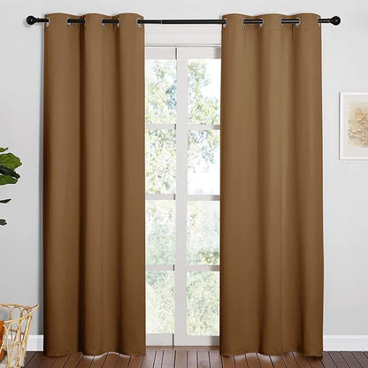 NICETOWN Sleek Blackout Curtains 84 inches Length for Windows, Noise Reducing and Block Draft Panels for Door Doorway Laundry Office Luxury Decor Theme (2 Panels, Gold Brown, W42 x L84 -Inch)