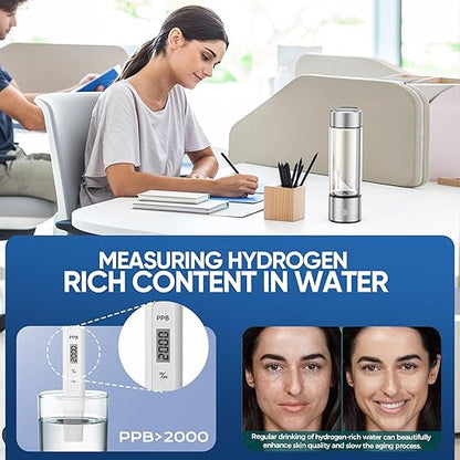 Hydrogen Water Bottle, 3-Min Fast Electrolysis Hydrogen Water Bottle Generator with Multicolored Lights, 420ml Portable Hydrogen Water Generator for Active Lifestyles, Gifts, Travel and Daily Use