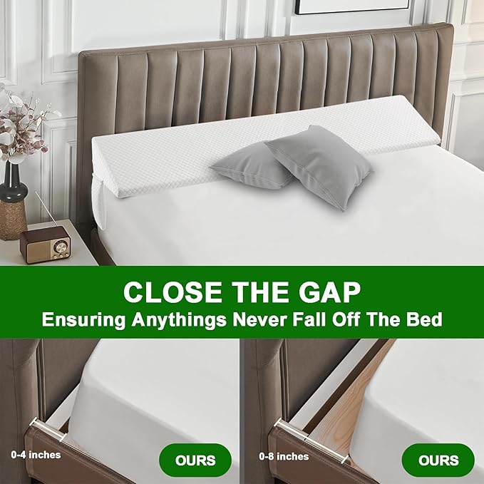 JJDANFILL Full Size Bed Wedge Pillow Plus for Sleeping, Headboard Pillow/Bed Gap Filler/Mattress Wedge Close The Gap (0-8"), Between Your Headboard and Mattress. (54"*10"*6")