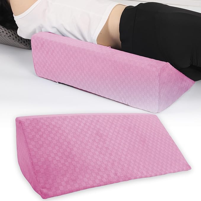 Side Wedge Pillow for Sleeping, Body Positioner for Back, Body Wedge Pillow for Side Sleeping, Body Position Side Wedge Pillow,Back Wedge Pillow for Side Sleepers (Pink-Checker)