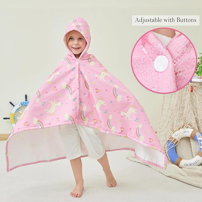 Kids Bath Hooded Towels, Kids Beach Towel for Boys Girls Super Soft and Absorbent, Beach | Pool | Bath | Swim Towels for Baby Kids Ages 0-8, 30X50 in, Unicorn