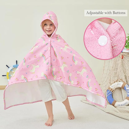Kids Bath Hooded Towels, Kids Beach Towel for Boys Girls Super Soft and Absorbent, Beach | Pool | Bath | Swim Towels for Baby Kids Ages 0-8, 30X50 in, Unicorn