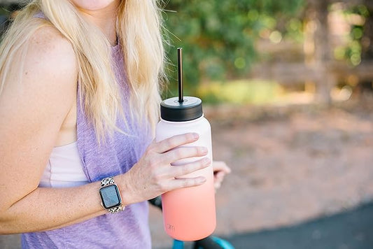 Simple Modern Wide Mouth Lid Leak Proof Straw Chug Handle Flip Fits Summit Water Bottles and Hydro Flask, Tumbler Style, Cherry