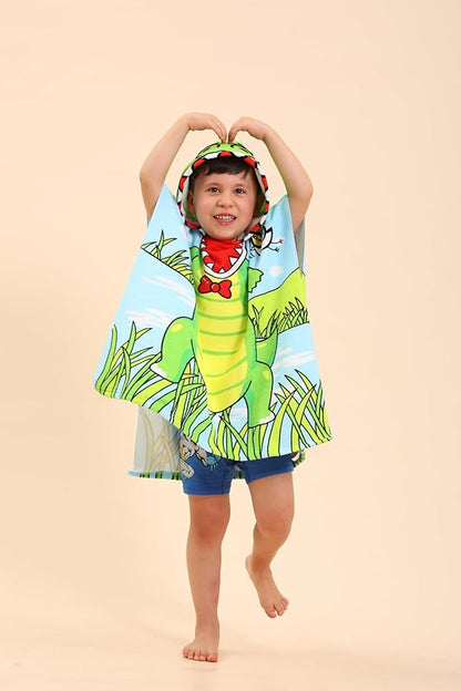 Dinosaur Hooded Towels for Kids, Kids Beach Towels for Boys/Girls, Swimming Towels/Towel Robes/Wearable Towels/Pool Towels for Kids 2-10, Poncho Beach Towels for Kids, Hooded Beach Towels for Toddler