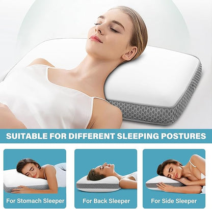 Cooling Bed Pillows for Sleeping, Memory Foam Bed Pillows Queen Size, Gel Pillow for Sleepers Cool Pillow for Side Back and Stomach Sleepers, Cold Pillow, Supportive