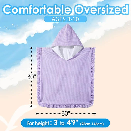 Hooded Towels for Kids,Toddler Bath Towel Swim Cover Up for Ages 3-10 Girls Boys Pool Towels Soft Thick 30"x30" Microfiber Poncho Towel（Purple）