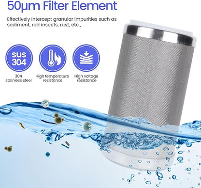 Amwater Stainless Steel Cleanable Wire Mesh Filter Cartridge 5”Length,2.5"OD(25 Micron)
