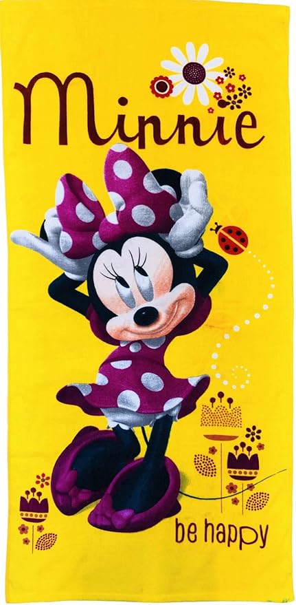 mickeymouse Disney Mickey Mouse Big Mickey on Front and Mickey Hold up Mickey Sign Polka dots Poncho Hooded Towel (Yellow -1)