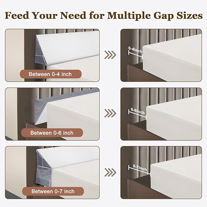 VVZ Bed Gap Filler King Bed Wedge Pillow for Headboard Gap Mattress Gap Filler Triangle Pillow Wedge for Headboard Gap, 30D Memory Foam Wedge Pillow Stopper with 2 Side Big Pocket (76"×10"×6")