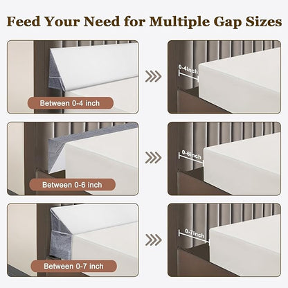 VVZ Bed Gap Filler King Bed Wedge Pillow for Headboard Gap Mattress Gap Filler Triangle Pillow Wedge for Headboard Gap, 30D Memory Foam Wedge Pillow Stopper with 2 Side Big Pocket (76"×10"×6")