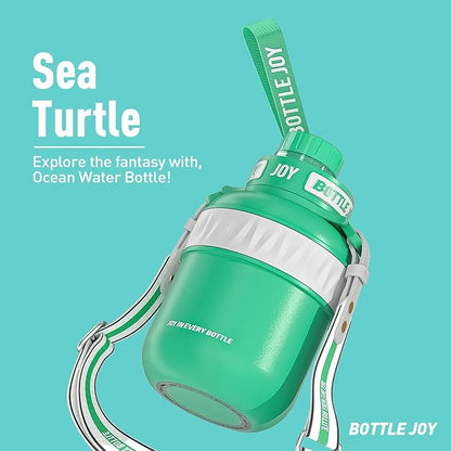 Stainless-Steel Water Bottle: Leakproof Lid, Perfect Sip, Double Insulated, Eco-Friendly, Dishwasher Safe & Stylish Strap (Sea Turtle, 48 oz)