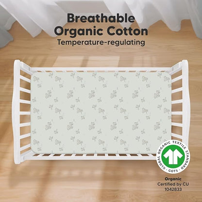 2-Pack Organic Crib Sheets for Boys, Girls - Jersey Fitted Crib Sheet, Baby Crib Sheets Neutral, Crib Mattress Sheet, Cotton Crib Sheets, Breathable Crib Sheet, Baby Mattress Sheets (Elly)