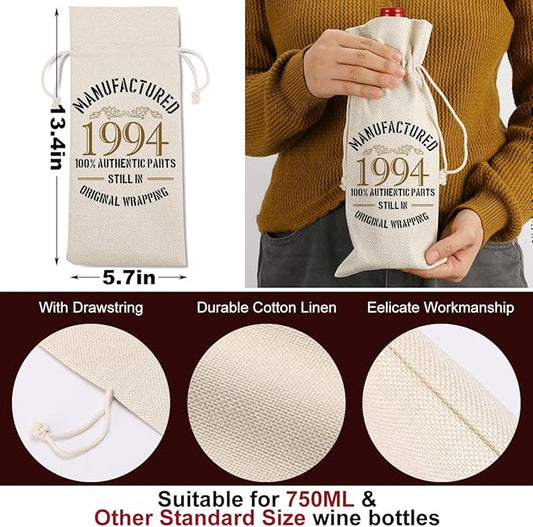 30th Birthday Gifts for Her Women Men, Best Gift for 30 Year Old Man Husband Wife Friends Sisters Girlfriend, Happy 1994 30th Birthday Anniversary Decorations Wine Bag?Wine Gifts Wine Gift Bag