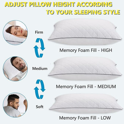 AS AWESLING Soft Pillows for Sleeping - Shredded Memory Foam Bed Pillows Set of 2 for Side Back Stomach Sleepers (King(20 * 36 inches))