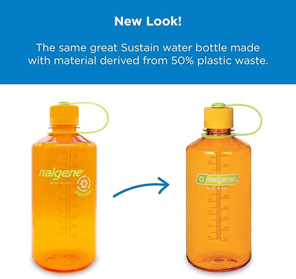 Nalgene Sustain Tritan BPA-Free Water Bottle Made with Material Derived from 50% Plastic Waste, 32 OZ, Narrow Mouth, green