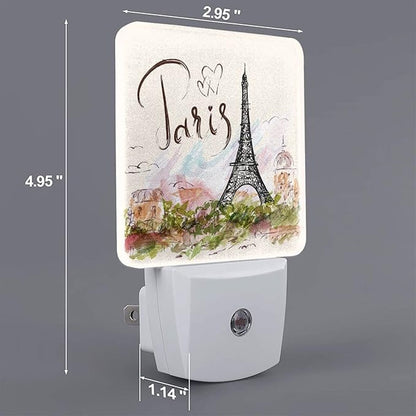 Funny Paris Eiffel Tower Plug in Night Light Plug into Wall LED Nightlight Auto Sensor Dusk to Dawn lamp for Kids Girls Room Bedroom Bathroom Nursery Kitchen Hallway Stairs Home Decorative