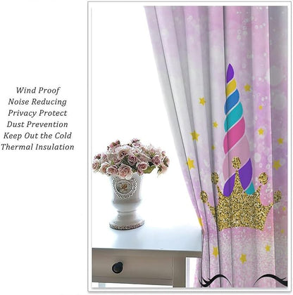 Kids Unicorn Curtains Kids Girls Boys Rainbow Unicorn Pattern Blackout Curtains Bedroom Curtains 42x45 Inches 2 Panels
