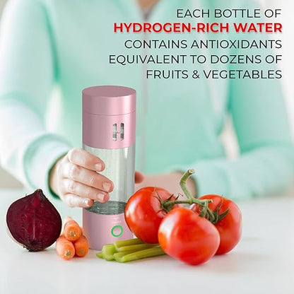 H2-Pro Hydrogen Water Bottle Generator with Latest SPE-PEM Technology (Rose Gold)