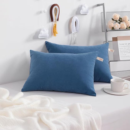 NTBAY Toddler Pillows, Down Alternative 13"x18" Pillows, Machine Washable - Soft and Breathable Travel Small Pillows for Sleeping, Ideal for Daycare, Crib, Cot, Denim Blue
