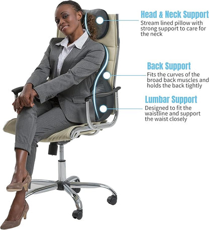 HOMBYS Neck Support for Short-Back Office Chair, Soft Headrest Pillow Lumbar Support for Neck Pressure Relief Improved Posture for Working Chair, Car and Travel, Dark Grey
