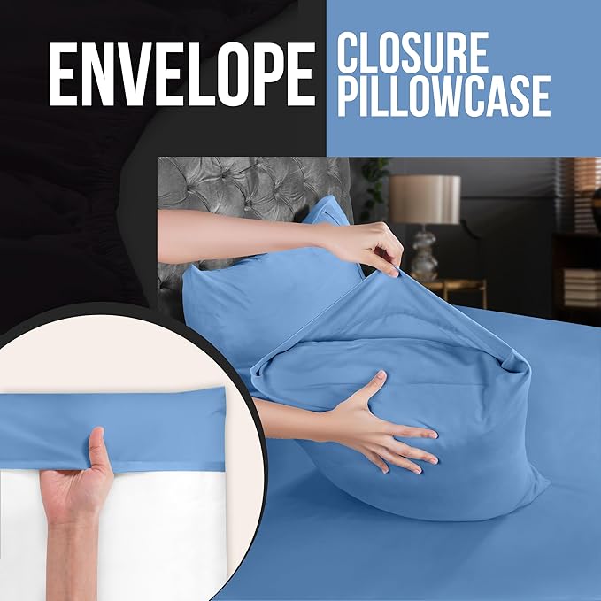Utopia Bedding Queen Pillow Cases - 2 Pack - Envelope Closure - Soft Brushed Microfiber Fabric - Shrinkage and Fade Resistant Pillow Covers 20 X 30 Inches (Queen, Dutch Blue)