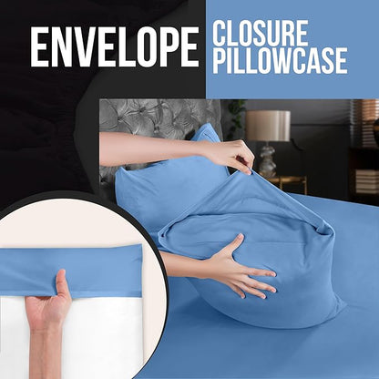Utopia Bedding Queen Pillow Cases - 2 Pack - Envelope Closure - Soft Brushed Microfiber Fabric - Shrinkage and Fade Resistant Pillow Covers 20 X 30 Inches (Queen, Dutch Blue)