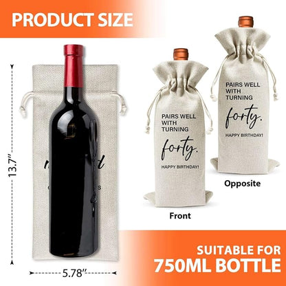 Forty Years Old Birthday Gift Wine Bag For Wife Sister Friend Mom Dad Women Men Her, 40th Birthday Party Decor, 1984 Birthday Gift, 40th Anniversary Wine Bag, Pairs Well With Turning 40th