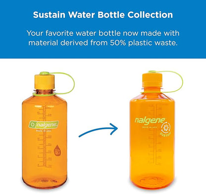 Nalgene Tritan Narrow Mouth BPA-Free Water Bottle, Clementine, 32 oz