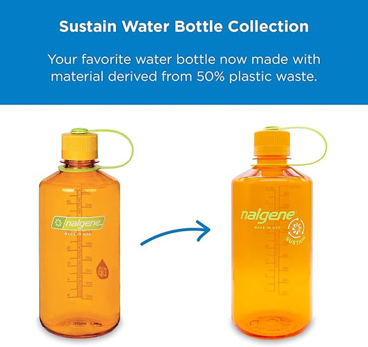 Nalgene Tritan Narrow Mouth BPA-Free Water Bottle, Clementine, 32 oz