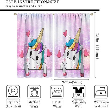 Kids Unicorn Curtains Kids Girls Boys Rainbow Unicorn Pattern Blackout Curtains Bedroom Curtains 42x45 Inches 2 Panels