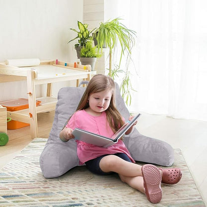 Nestl Reading Pillow Standard Bed Pillow, Back Pillow for Sitting in Bed Memory Foam Chair Pillow, Reading & Bed Rest Pillows Grey Lavender Back Pillow for Bed, Bed Chair Arm Pillow with Pockets