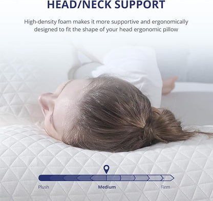 Shredded Memory Foam Pillows, Bed Pillows for Sleeping, Medium Standard/Queen Size Pillow for Side Back Stomach Sleepers, Neck Support Pillow with Washable Removable Cover (1 Pack)