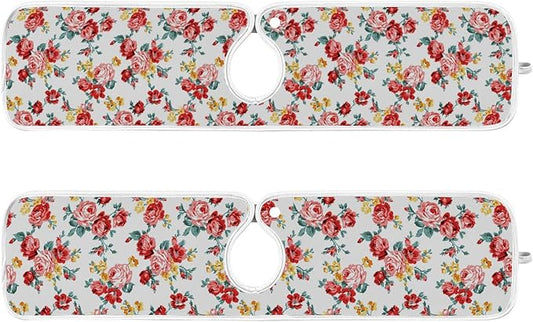 Kitchen Faucet Absorbent Mat,Rose Floral Flower Water Splash Guard for Sink, Faucet Drip Catcher Thicken Sponge Microfiber Faucet Water Catcher Mat Sink Absorbent Mat for Kitchen 23x5in 2Pack