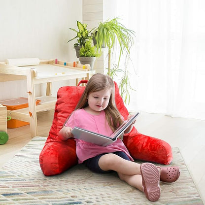 Nestl Reading Pillow for Kids, Small Bed Pillow, Back Pillow for Sitting in Bed, Memory Foam Chair Pillow, Reading & Bed Rest Pillows, Cherry Red Back Pillow for Bed, Arm Pillow with Pockets