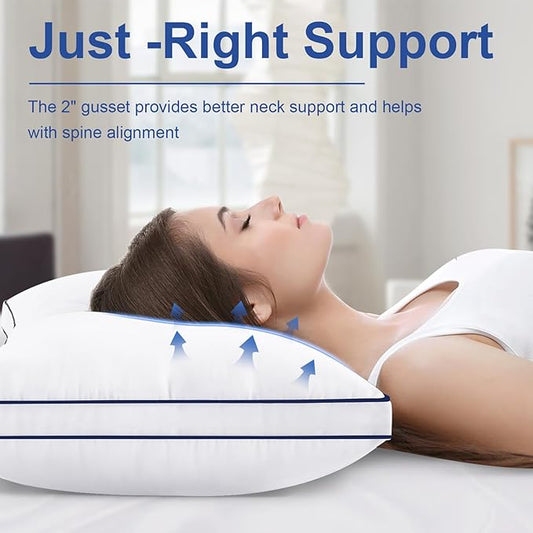 Premium Pillows King Size Set of 2, Fluffy and Supportive 7D Down Alternative Bed Pillows, Luxury Soft Hotel Quality Gusseted Pillow for Side Back Stomach Sleepers, Relief Neck Head and Shoulder Pain
